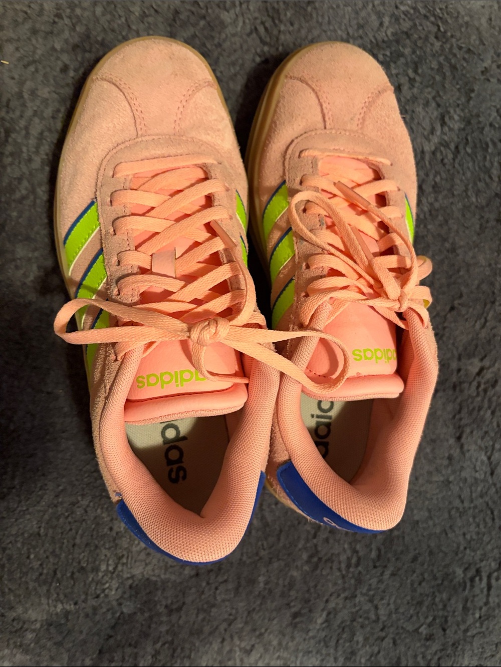 adidas Pink Suede Sneakers with Neon Green Stripes